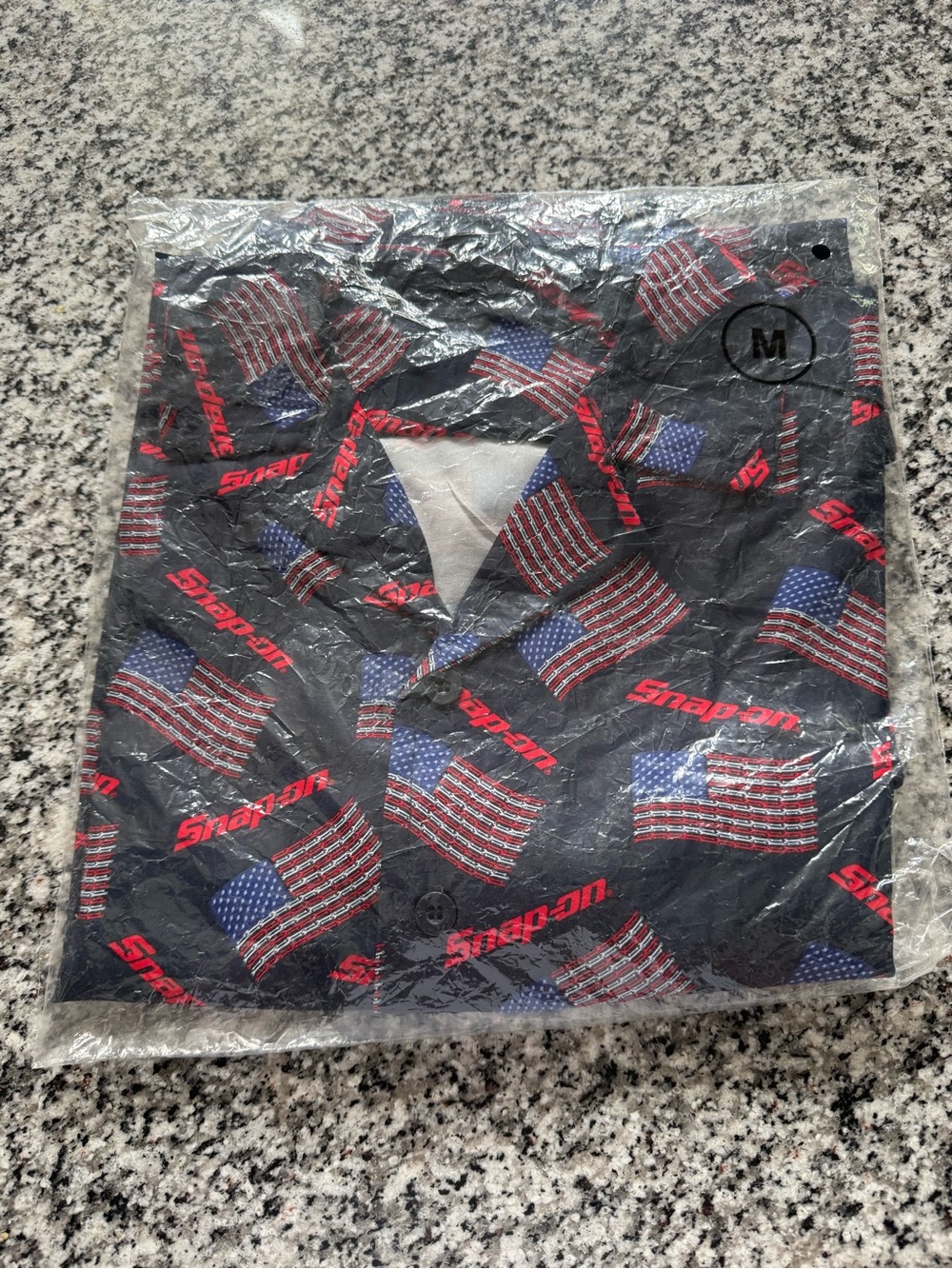 Snap-on Tools American Flag Print Button-Up Shirt I Size: Medium